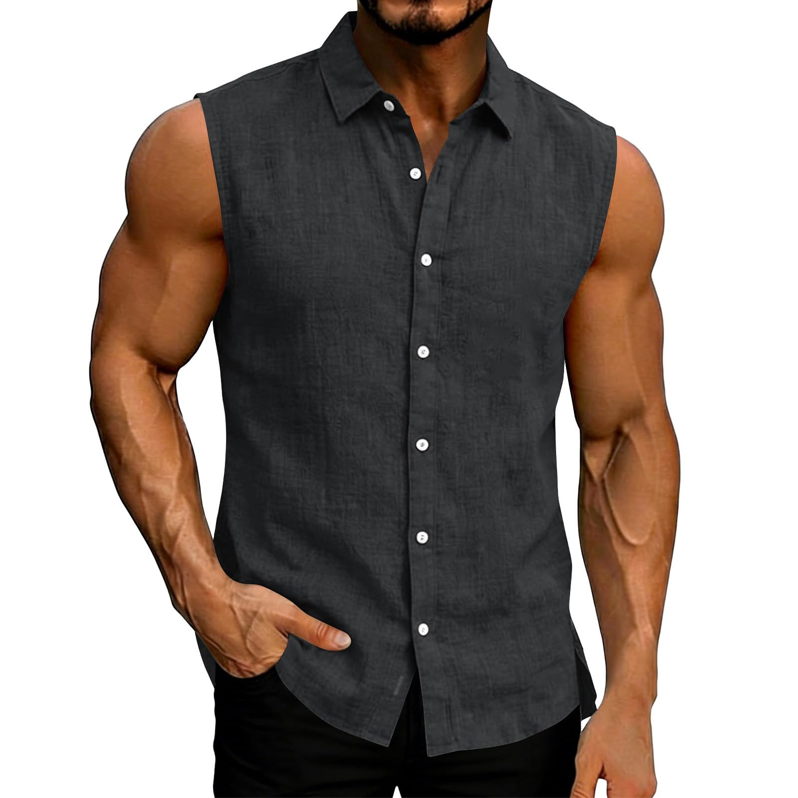 Mens Sleeveless Button Down Shirt Casual Linen Muscle Fit Shirt Lightweight Summer Collar Top L
Mens Sleeveless Button Down Shirt Casual Linen Muscle Fit Shirt Lightweight Summer Collar Top L