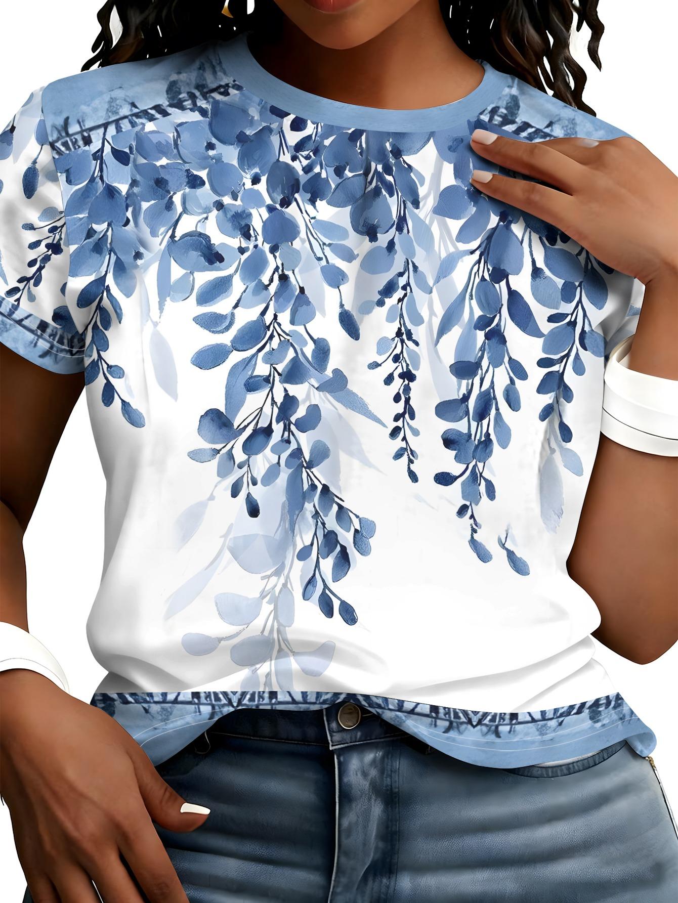 Ink-Style Blue Vine Print T-Shirt. Fresh Forest Style Denim Patchwork Short-Sleeve Top 2XL дубильная кора
Ink-Style Blue Vine Print T-Shirt. Fresh Forest Style Denim Patchwork Short-Sleeve Top 2XL дубильная кора