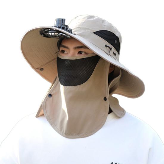 Рыбацкая шляпа со съемным вентилятором, вращающимся USB-вентилятором, широкополая шляпа от солнца с защитой UPF50+, регулируемая окружность, рыболовная шляпа хаки