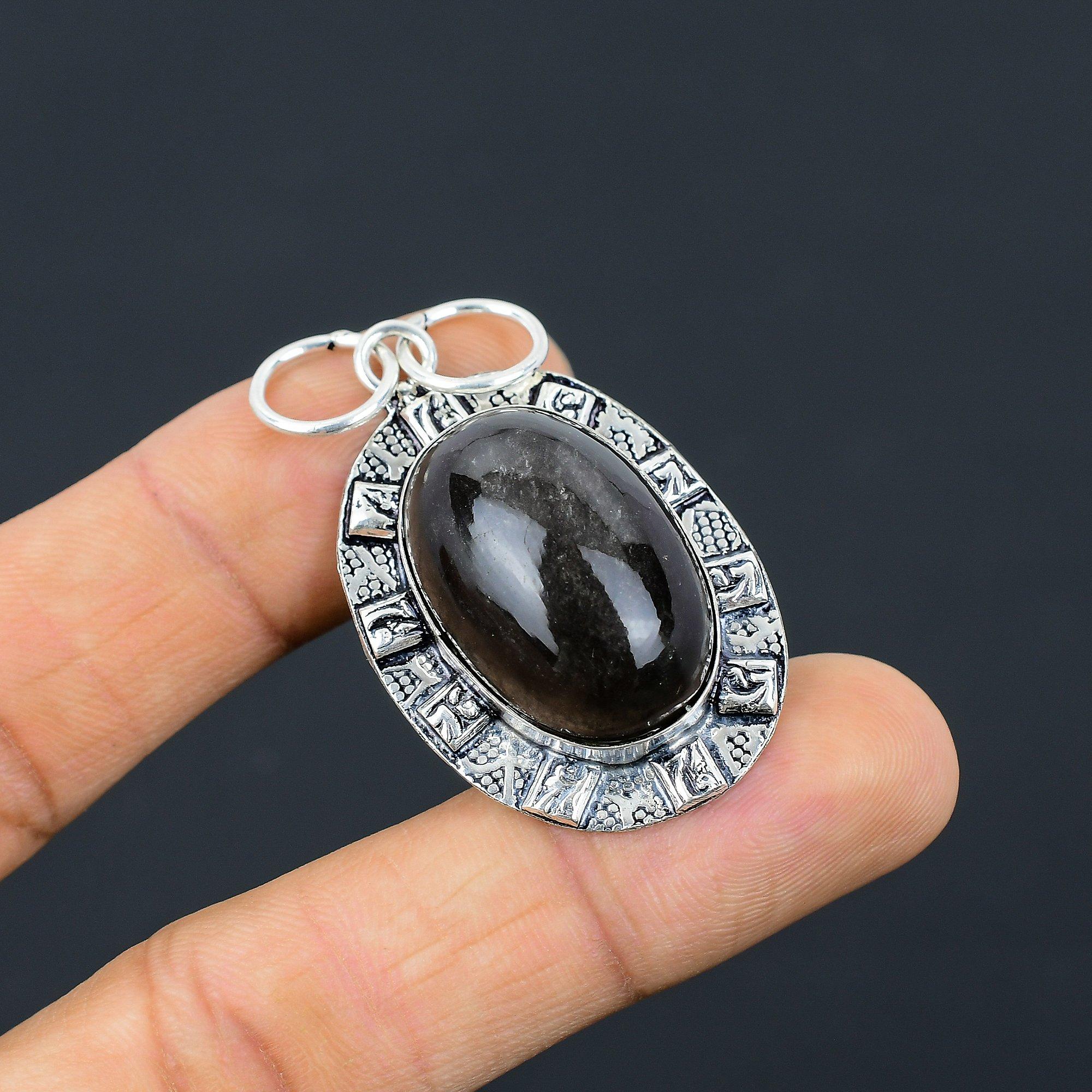 Daughters Day Sale Sterling Silver Silver Sheen Obsidian Stone Pendant Jewelry
Daughters Day Sale Sterling Silver Silver Sheen Obsidian Stone Pendant Jewelry