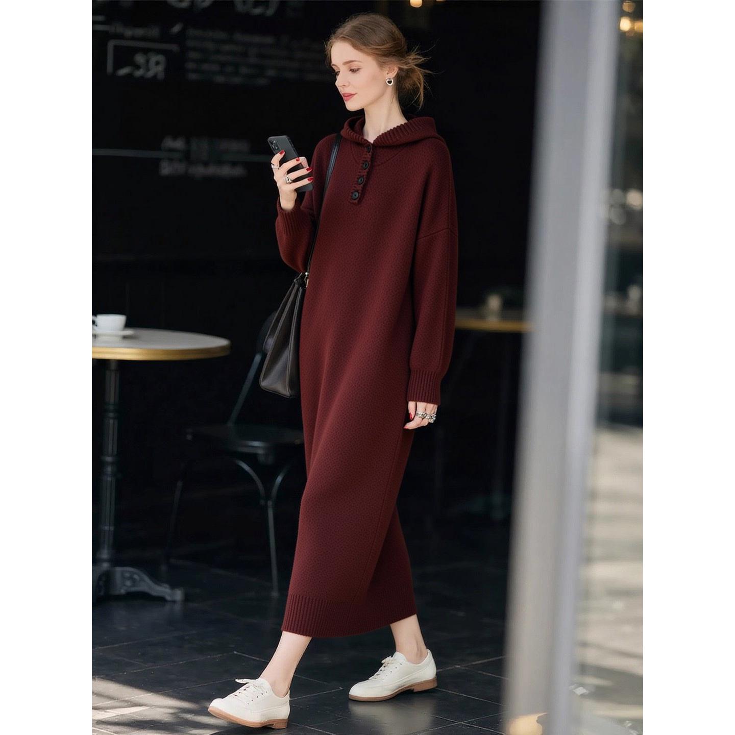 60314 Winter Knit Hooded Long Dress - Plus Size, Loose Fit, Long Sleeve, Over-the-Knee, Stylish for Autumn and Winter L
60314 Winter Knit Hooded Long Dress - Plus Size, Loose Fit, Long Sleeve, Over-the-Knee, Stylish for Autumn and Winter L
