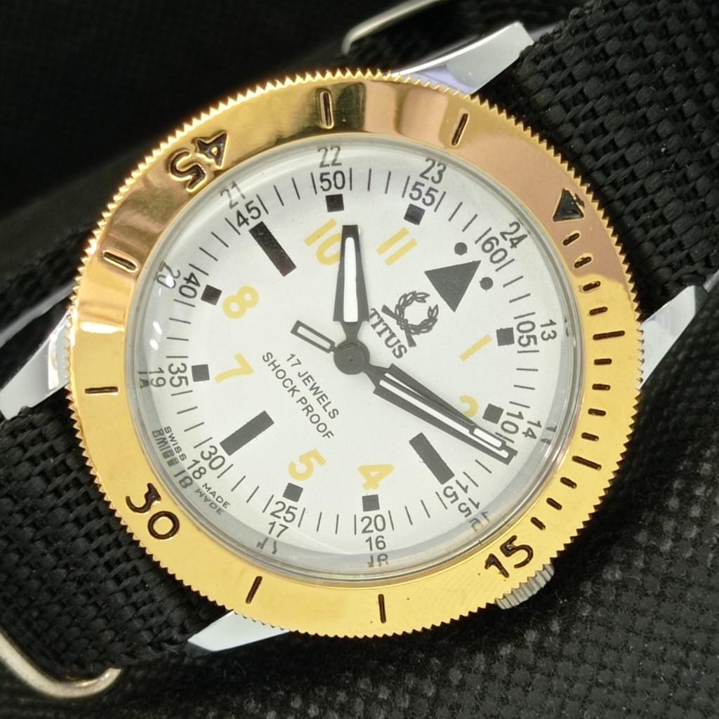REFURBISHED 40MM TITUS TURNABLE BEZEL SWISS MENS WHITE DIAL WATCH a303342-2 R1013-000a303342
REFURBISHED 40MM TITUS TURNABLE BEZEL SWISS MENS WHITE DIAL WATCH a303342-2 R1013-000a303342