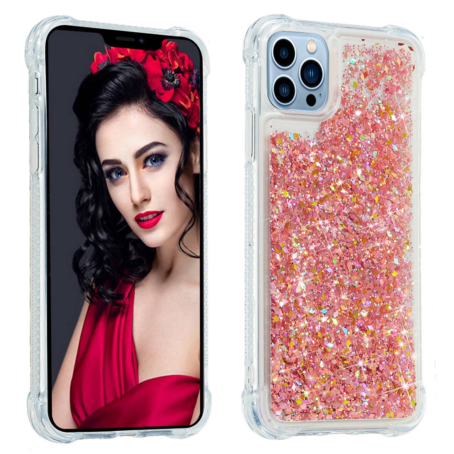For iPhone 14 Pro Max 6.7 inch Quicksand Flowing Glitter Case Soft TPU Reinforced Corners Protective Back Cover Rose Gold
For iPhone 14 Pro Max 6.7 inch Quicksand Flowing Glitter Case Soft TPU Reinforced Corners Protective Back Cover Rose Gold
