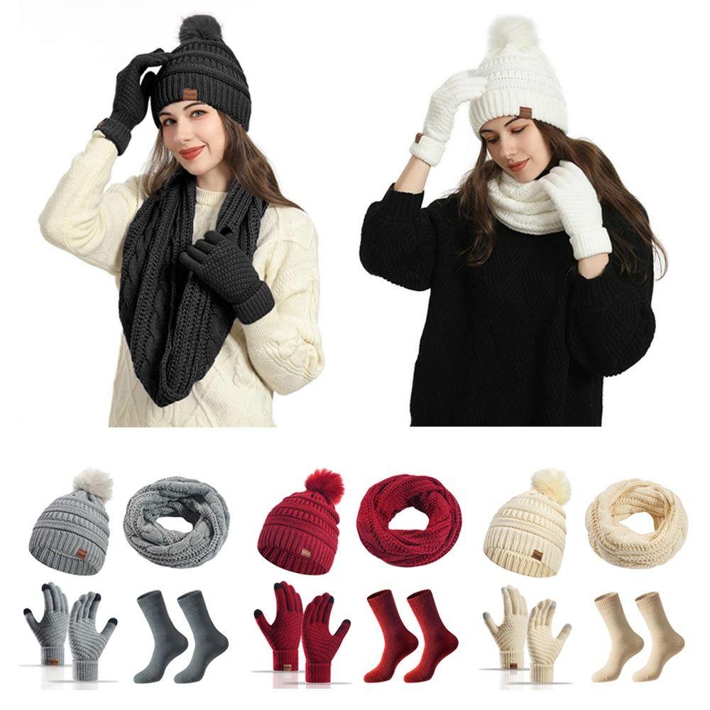 4Pcs/Set Soft Women Hats Scarf Gloves Socks Set Warm Winter Warm Mitten Touchscreen Gloves Outdoor рожевий
4Pcs/Set Soft Women Hats Scarf Gloves Socks Set Warm Winter Warm Mitten Touchscreen Gloves Outdoor рожевий