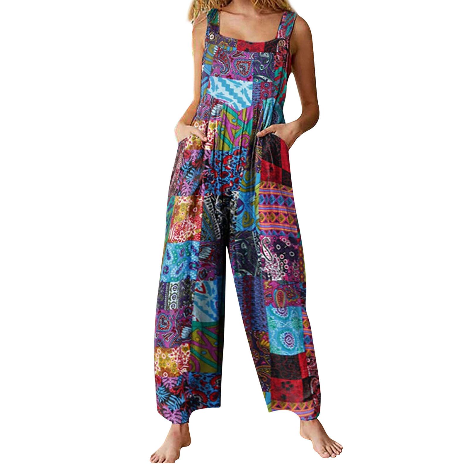 Captivating Women Summer Overalls Multicolor Ethnic Style Square Neck Sleeveless Casual Jumpsuit with Pockets for Girls XS синій
Captivating Women Summer Overalls Multicolor Ethnic Style Square Neck Sleeveless Casual Jumpsuit with Pockets for Girls XS синій