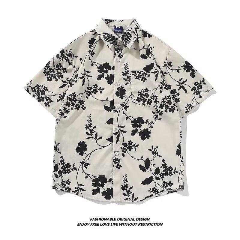 Летняя мужская мода с коротким рукавом в гавайском стиле, корейский стиль, пляжные рубашки с цветочным принтом, дизайн с лозой, топы на пуговицах с лацканами, одежда для морского курорта
Летняя мужская мода с коротким рукавом в гавайском стиле, корейский стиль, пляжные рубашки с цветочным принтом, дизайн с лозой, топы на пуговицах с лацканами, одежда для морского курорта