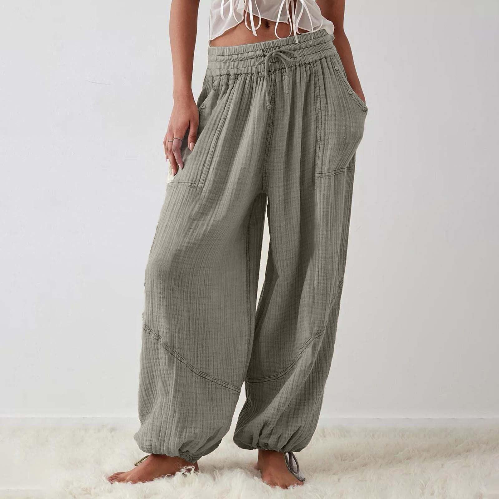 Жіночі модні вільні однотонні повсякденні штани з еластичною талією та кишенями на шнурках S
Жіночі модні вільні однотонні повсякденні штани з еластичною талією та кишенями на шнурках S