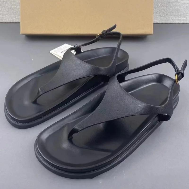 TRAF 2024 Summer Women Flip-flops Flat Sandals Black Leather Metal Buckle Sandallias Female Outside Light Non-Slip Beach Shoes 36
TRAF 2024 Summer Women Flip-flops Flat Sandals Black Leather Metal Buckle Sandallias Female Outside Light Non-Slip Beach Shoes 36