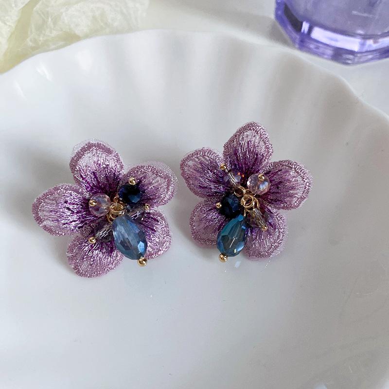 Ретро Фіолетові Сережки з Квіткою, Діамантовою Китицею - Пусети зі Срібною Голкою для Елегантних Жінок
Ретро Фіолетові Сережки з Квіткою, Діамантовою Китицею - Пусети зі Срібною Голкою для Елегантних Жінок