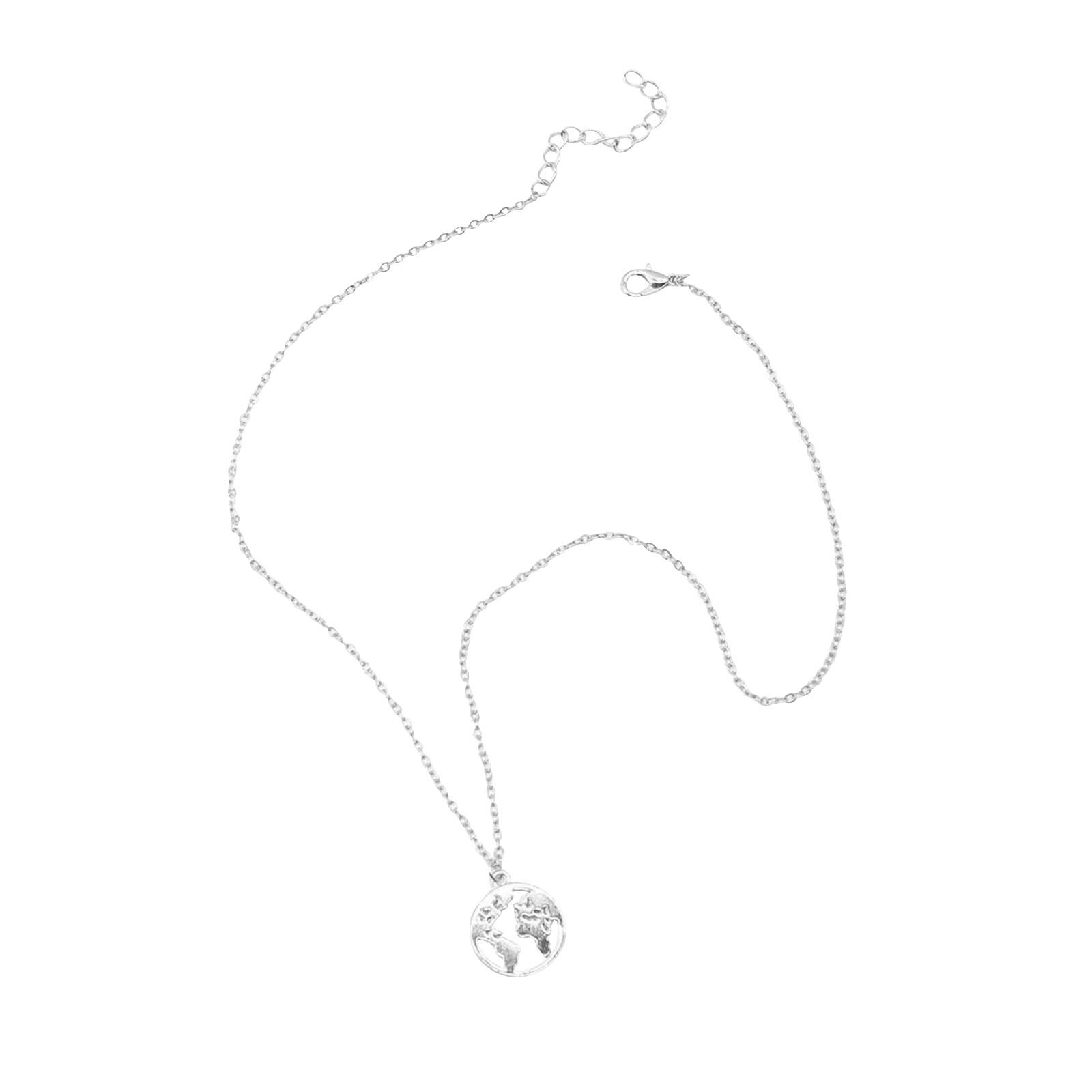 Женское колье-чокер с геометрической картой мира и модной вещью B серебряный