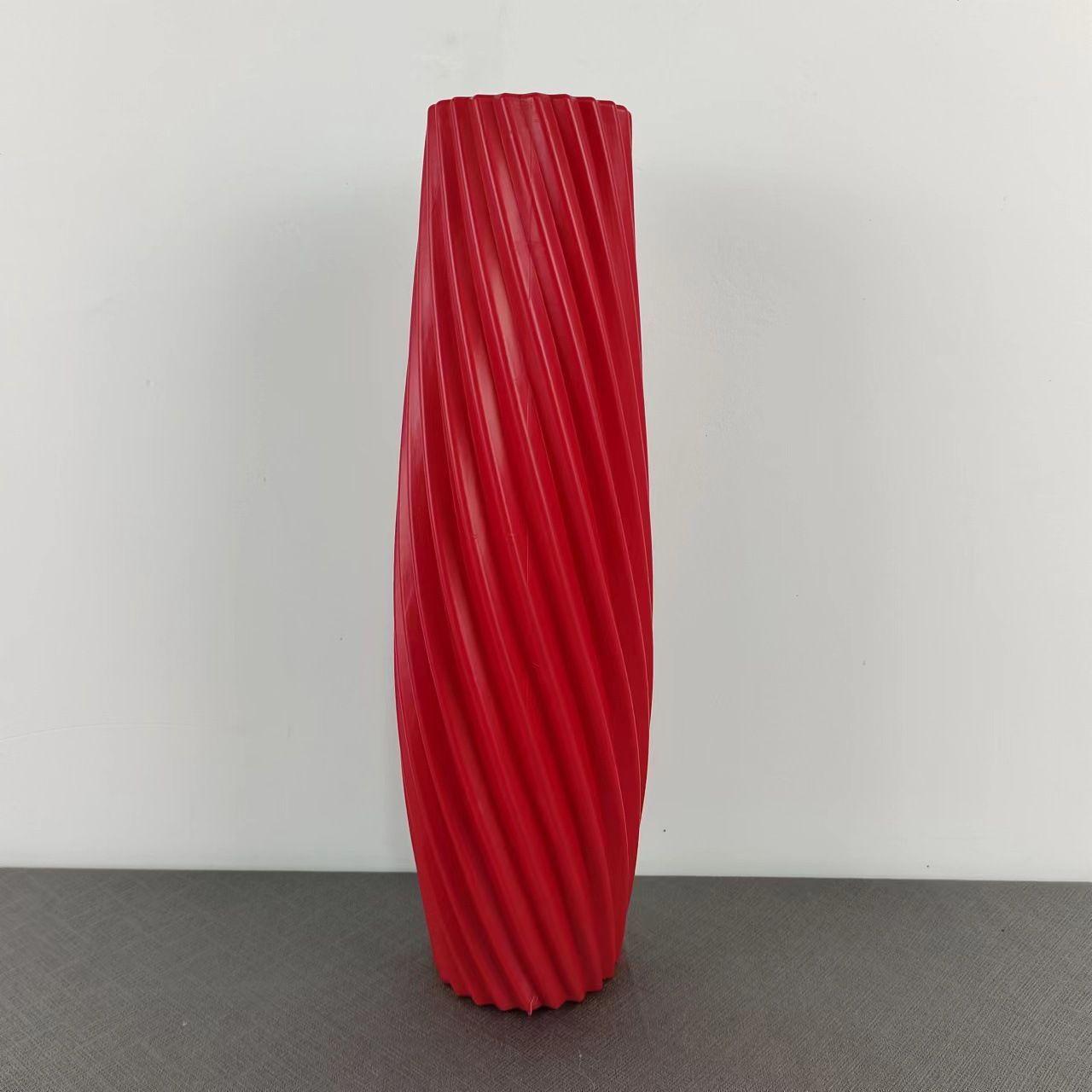 Украшение вазы для цветов Домашняя пластиковая ваза Белая имитация керамического цветочного горшка Spiral Red