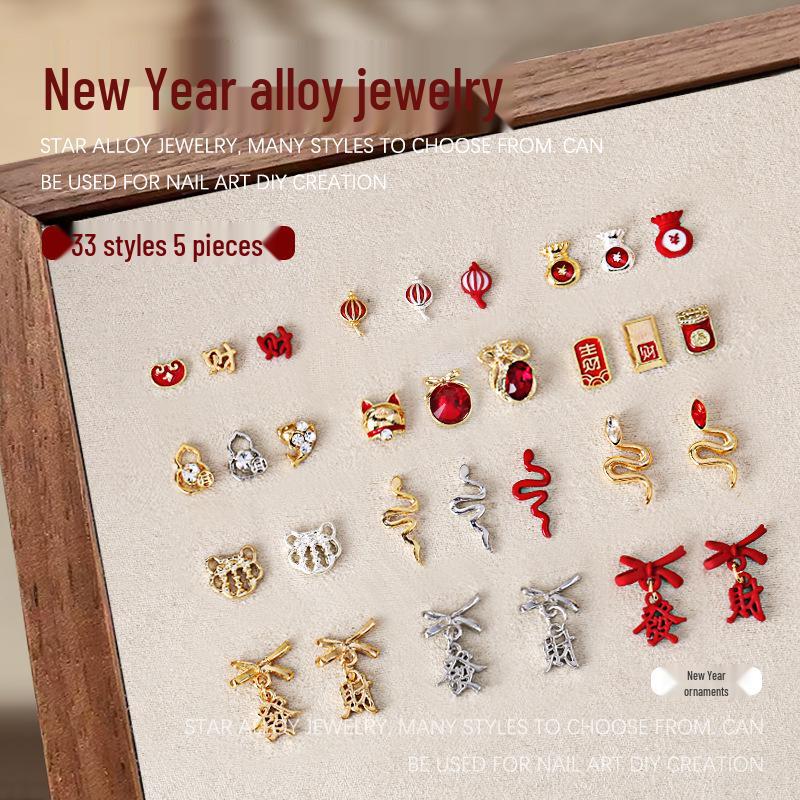 5-Piece Gold & Silver Bow Pendant Nail Art Set with Year of the Snake Rhinestones
5-Piece Gold & Silver Bow Pendant Nail Art Set with Year of the Snake Rhinestones