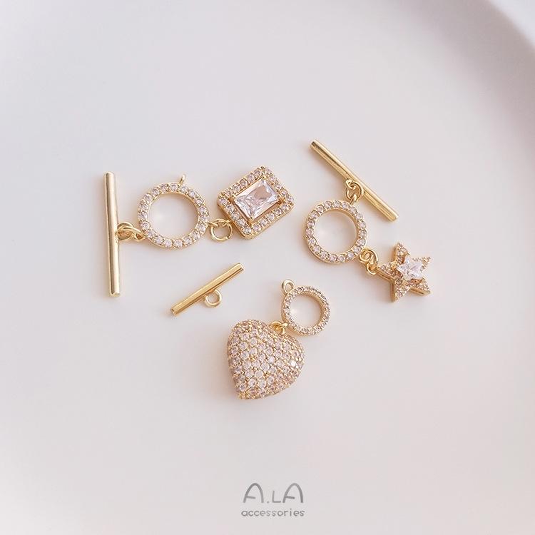 14K Gold-Filled Ribbon Pendant: Peach Heart & Star with Micro-Paved Zirconia OT Buckle DIY Bracelet & Necklace Clasp
14K Gold-Filled Ribbon Pendant: Peach Heart & Star with Micro-Paved Zirconia OT Buckle DIY Bracelet & Necklace Clasp