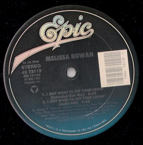 12inch Record MELISSA ROWAN - I Just Want To Get Your Lovin 4973119 Epic 1989 US Dance & Electronica Used
12inch Record MELISSA ROWAN - I Just Want To Get Your Lovin 4973119 Epic 1989 US Dance & Electronica Used