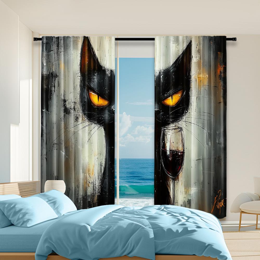 2 pcs versatile polyester transparent curtains for home decoration Chic Black Cat for use in bedrooms and living rooms 100*130 Grommet Top 1pcs
2 pcs versatile polyester transparent curtains for home decoration Chic Black Cat for use in bedrooms and living rooms 100*130 Grommet Top 1pcs
