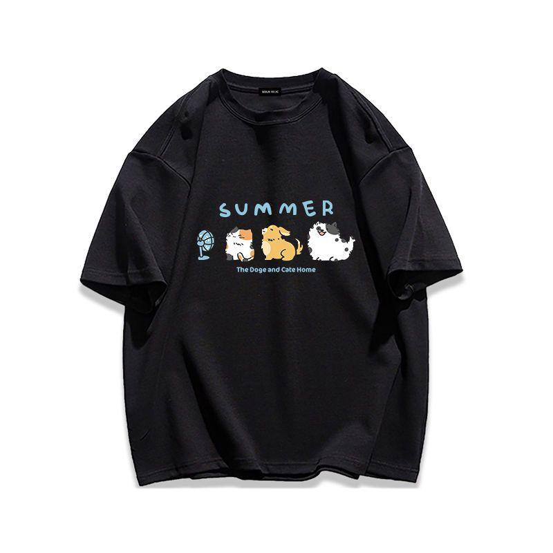Korean Version of Versatile Cute Cat Print Shortsleeved Tshirt Womens Summer Loose Ins Foreign Style Halfsleeved Top S
Korean Version of Versatile Cute Cat Print Shortsleeved Tshirt Womens Summer Loose Ins Foreign Style Halfsleeved Top S