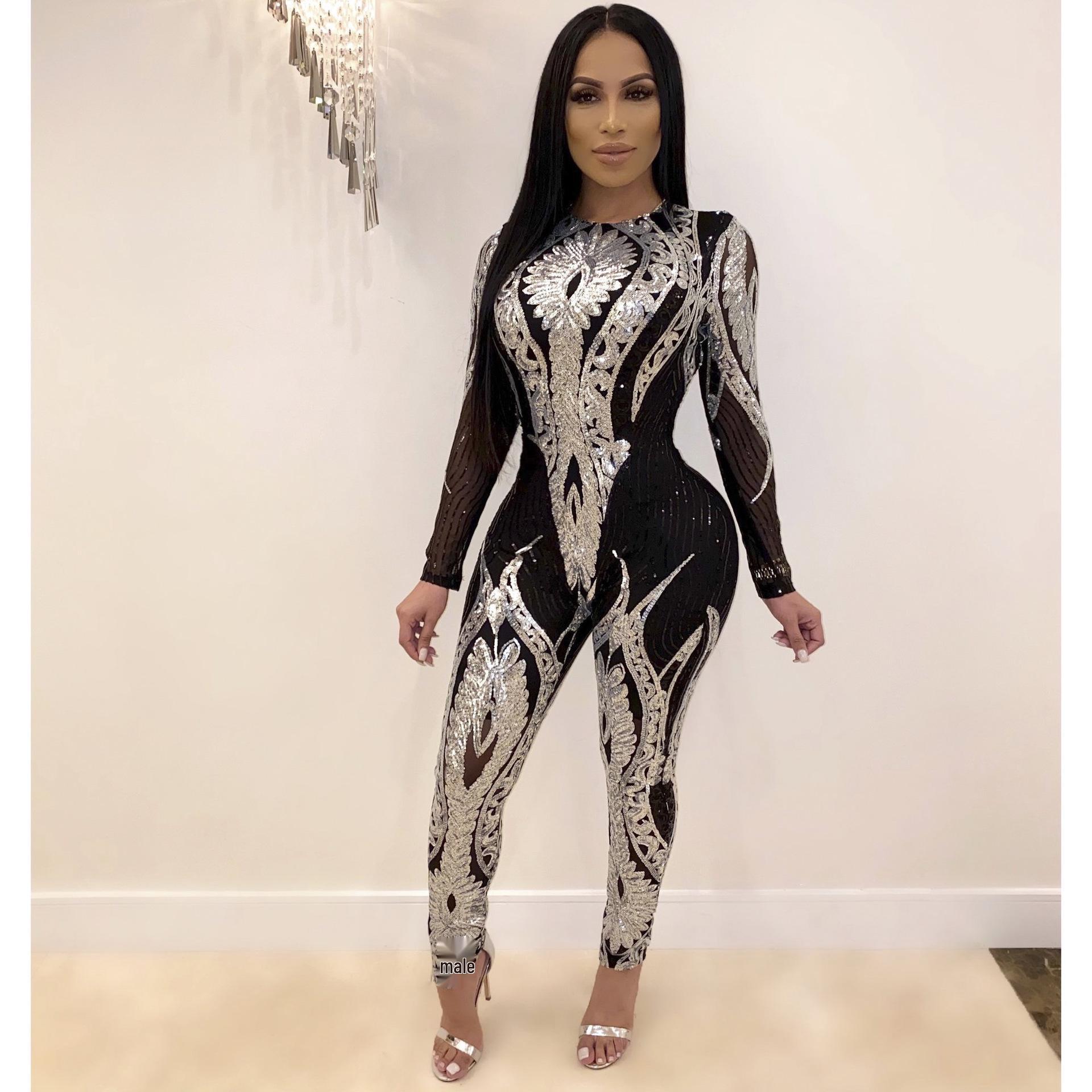 Sequin High-End Women s Long-Sleeve See-Through Jumpsuit XXL срібний
Sequin High-End Women s Long-Sleeve See-Through Jumpsuit XXL срібний