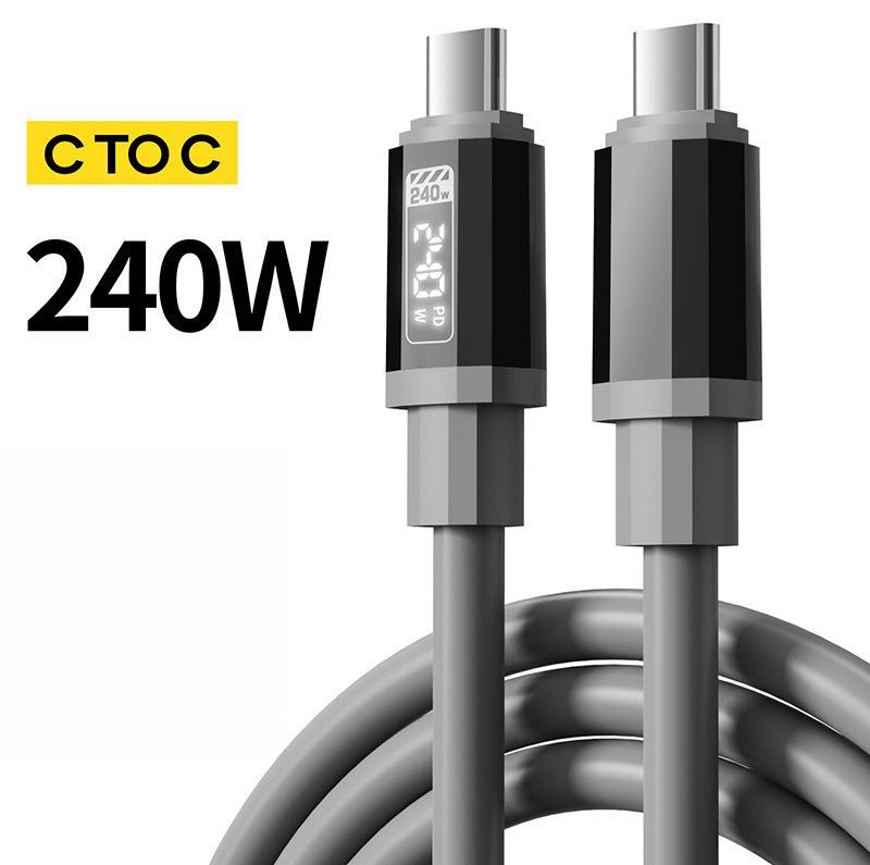 240W Silicone Digital Display Super Fast Charging USB C To Type-C Cable with Real-Time Power Display for Huawei, , Samsung 1.5m
240W Silicone Digital Display Super Fast Charging USB C To Type-C Cable with Real-Time Power Display for Huawei, , Samsung 1.5m