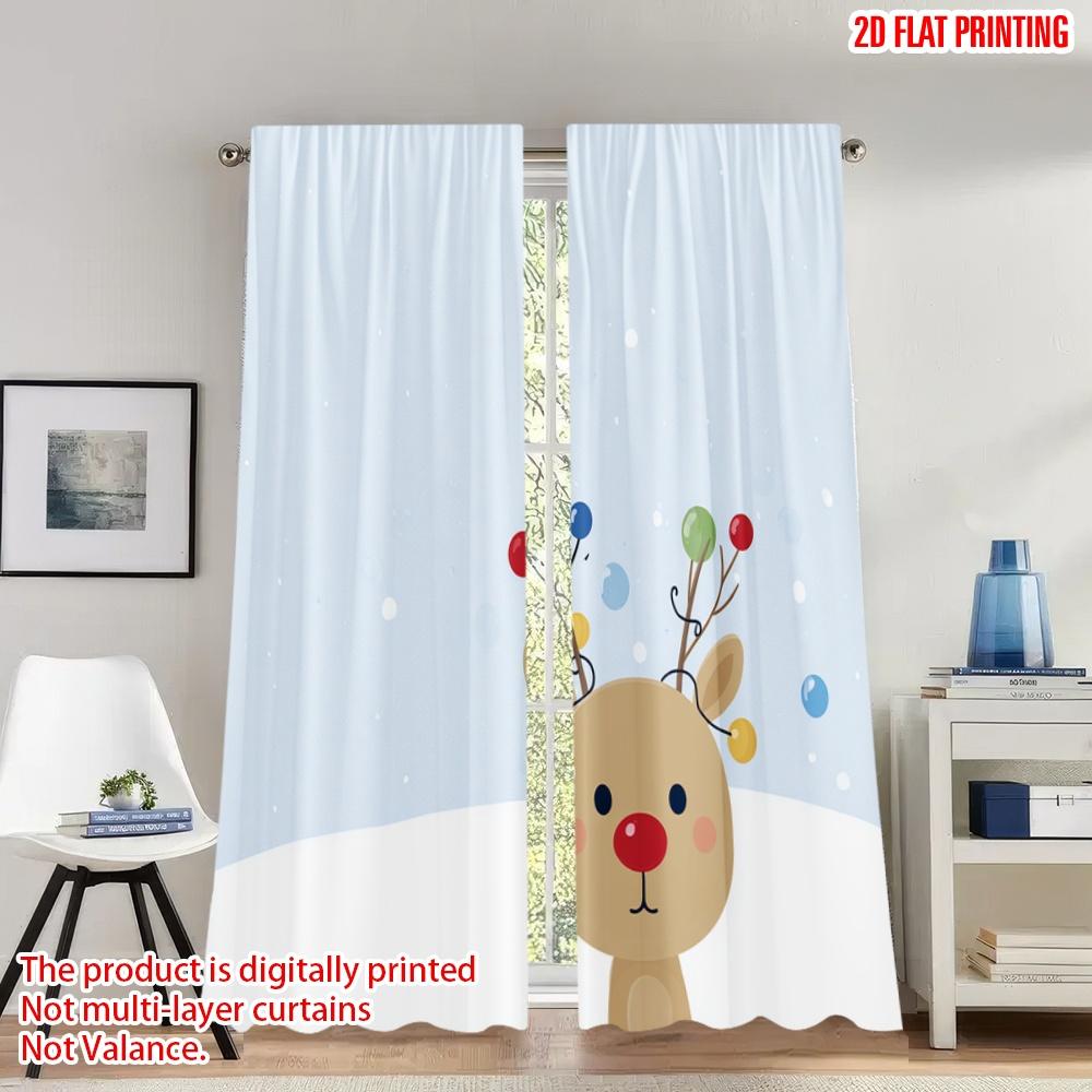 Set Of 2 Flat Printing Happy Christmas Scene Curtains Reindeer Snowfall Digital Printed Polyester Drapes Festive Curtain W100*H70(CM)-Grommet top&2PCS
Set Of 2 Flat Printing Happy Christmas Scene Curtains Reindeer Snowfall Digital Printed Polyester Drapes Festive Curtain W100*H70(CM)-Grommet top&2PCS