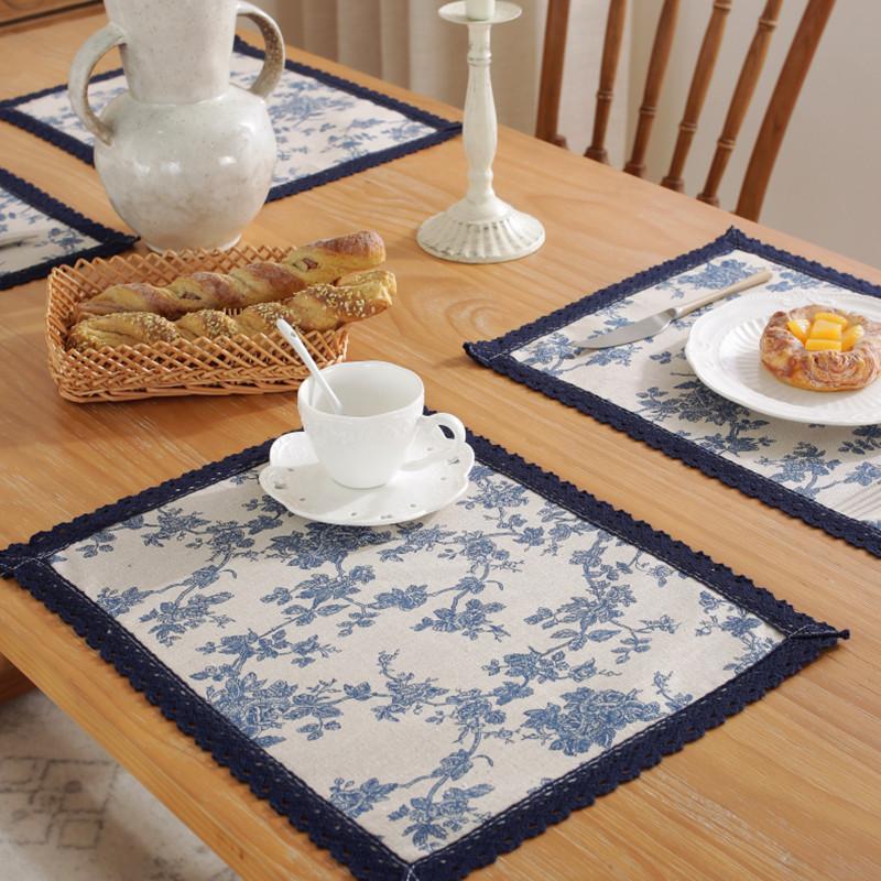 Rectangular Blue Placemat Lace Vintage Fabric Reusable heatproof Anti slip Dish Mat Pad Guard Countertop Protector Decoration 30X40cm
Rectangular Blue Placemat Lace Vintage Fabric Reusable heatproof Anti slip Dish Mat Pad Guard Countertop Protector Decoration 30X40cm