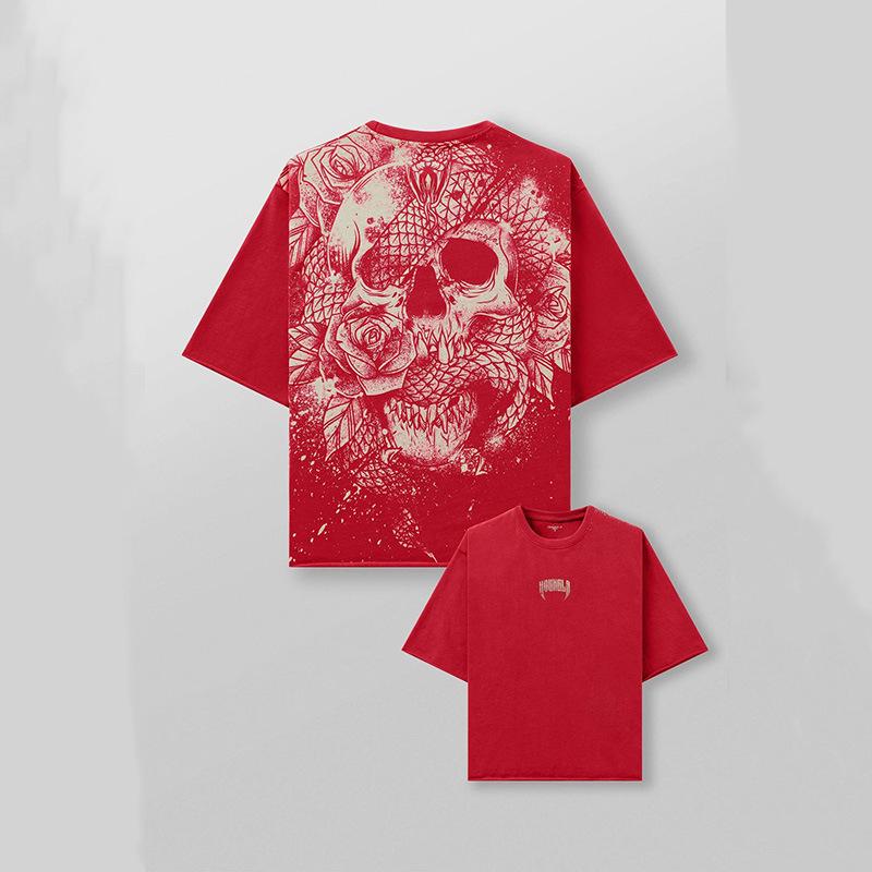 Американская футболка YOUNGE мужская большого размера свободного кроя с черепом - Хлопковая с коротким рукавом для фитнеса и повседневной летней носки S красный
Американская футболка YOUNGE мужская большого размера свободного кроя с черепом - Хлопковая с коротким рукавом для фитнеса и повседневной летней носки S красный