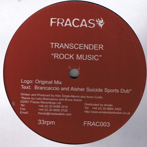 12inch Record TRANSCENDER - Rock Music FRAC003 Fracas 2001 UK Dance & Electronica Used
12inch Record TRANSCENDER - Rock Music FRAC003 Fracas 2001 UK Dance & Electronica Used