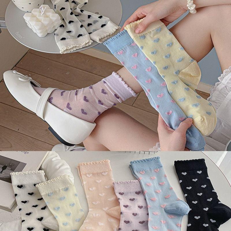 Ladies Spring and Summer Thin Love Crystal Silk Auricle Lace Breathable Cylinder Stack Socks 1 pair чорний
Ladies Spring and Summer Thin Love Crystal Silk Auricle Lace Breathable Cylinder Stack Socks 1 pair чорний