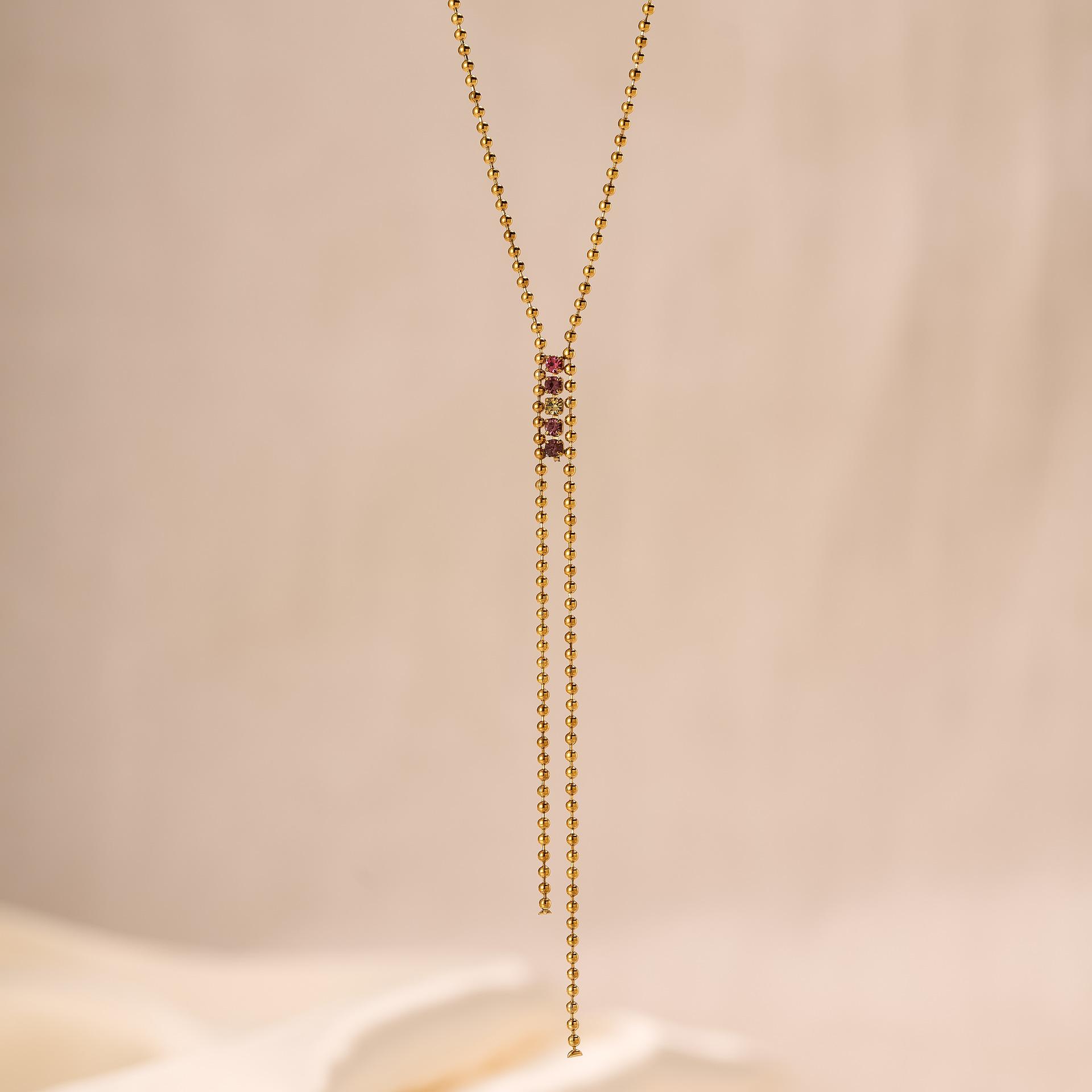 Colorful Zircon Pendant Necklace Stainless Steel Gold Color Long Beaded Chain Women Minimalist Zircon Christmas Gift New 40-45 cm
Colorful Zircon Pendant Necklace Stainless Steel Gold Color Long Beaded Chain Women Minimalist Zircon Christmas Gift New 40-45 cm