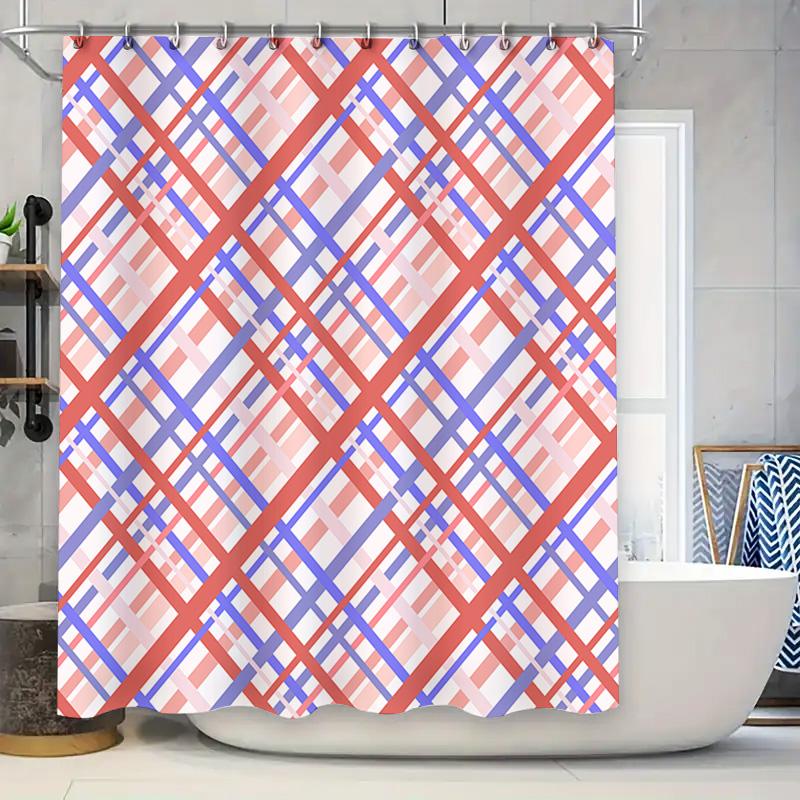 Red Blue Plaid Bath Shower Curtain With Striped Design Decorative Waterproof Shower Curtains For Bathroom Decoration Set In Whit W60H190(CM)-1 Pcs
Red Blue Plaid Bath Shower Curtain With Striped Design Decorative Waterproof Shower Curtains For Bathroom Decoration Set In Whit W60H190(CM)-1 Pcs