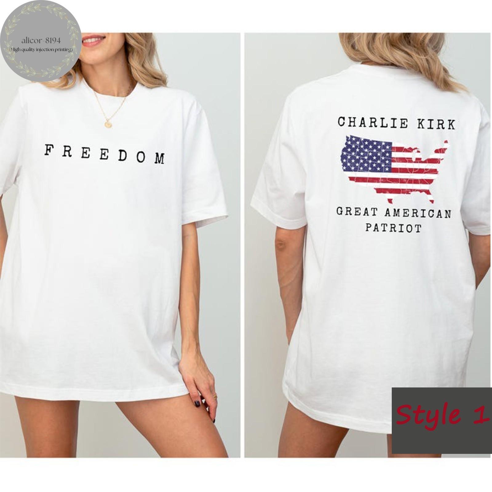 Great Amreican Patriot Charlie Kirk Freedom T Shirt Mens Womens Tees Top 2XL
Great Amreican Patriot Charlie Kirk Freedom T Shirt Mens Womens Tees Top 2XL