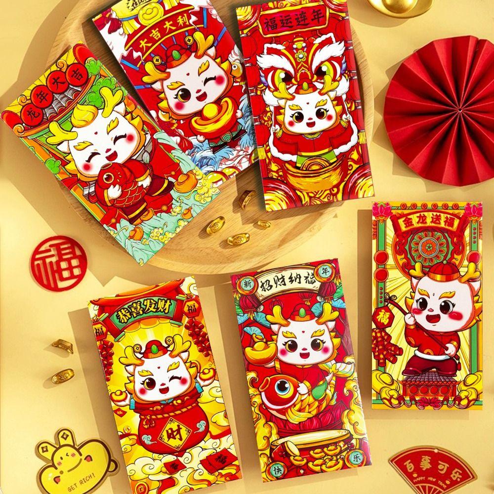 6 шт./набор National Trend Dragon Bronzing Red Packet Handmade Lucky Red Packet Весенний фестиваль 6
6 шт./набор National Trend Dragon Bronzing Red Packet Handmade Lucky Red Packet Весенний фестиваль 6