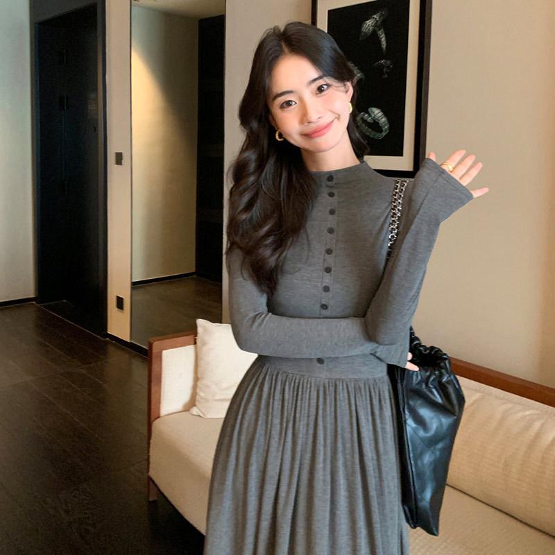 Women s Gray Long-Sleeve Knit Dress, Waist-Cinched Slimming Korean Style for Spring 2026 XL
Women s Gray Long-Sleeve Knit Dress, Waist-Cinched Slimming Korean Style for Spring 2026 XL