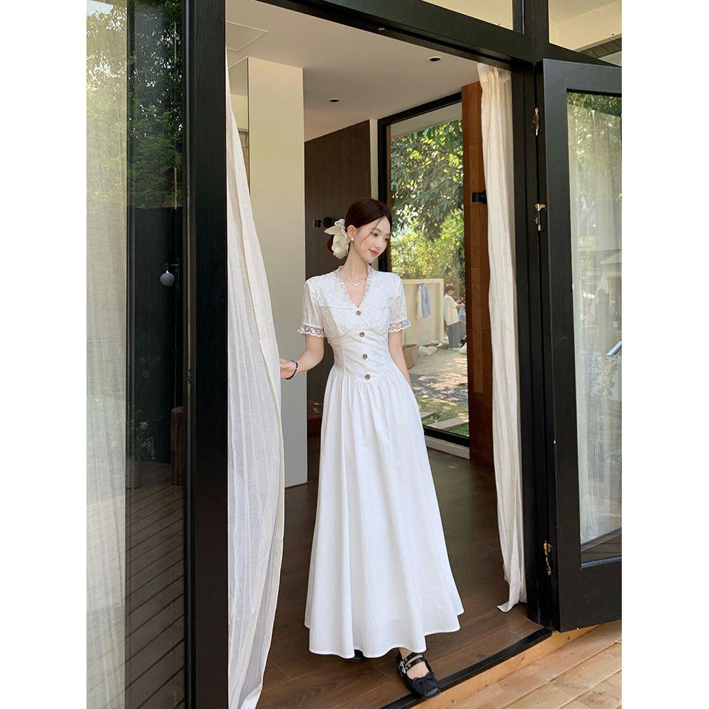 French Style Lace Patchwork Short-Sleeved Waist-Cinched A-Line Dress - Summer 2026 Women s Fashion S (80-100 lbs)
French Style Lace Patchwork Short-Sleeved Waist-Cinched A-Line Dress - Summer 2026 Women s Fashion S (80-100 lbs)