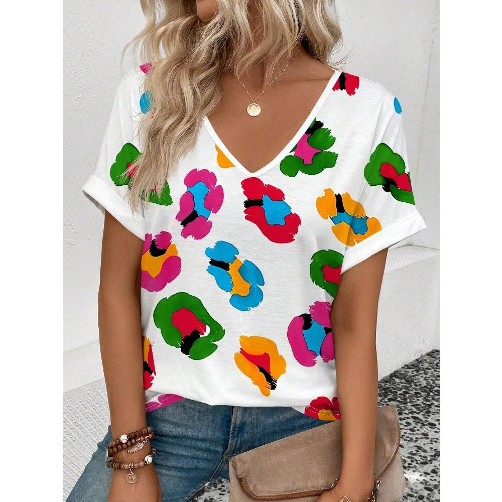 Colorful striped flower 3D printed women s V-neck short sleeved shirt XL
Colorful striped flower 3D printed women s V-neck short sleeved shirt XL