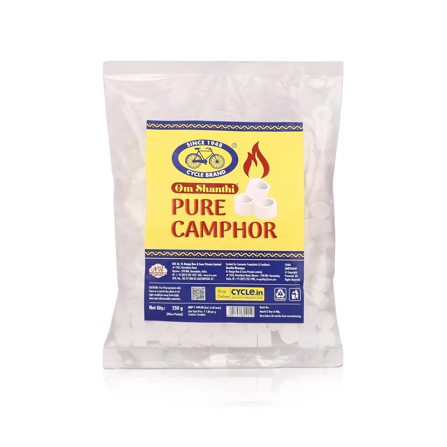 Cycle Pure Om Shanthi Круглая таблетка Мешочек с камфорой 250 г Упаковка 1 шт. | Чистая натуральная камфора для пудж и свежести дома
Cycle Pure Om Shanthi Круглая таблетка Мешочек с камфорой 250 г Упаковка 1 шт. | Чистая натуральная камфора для пудж и свежести дома