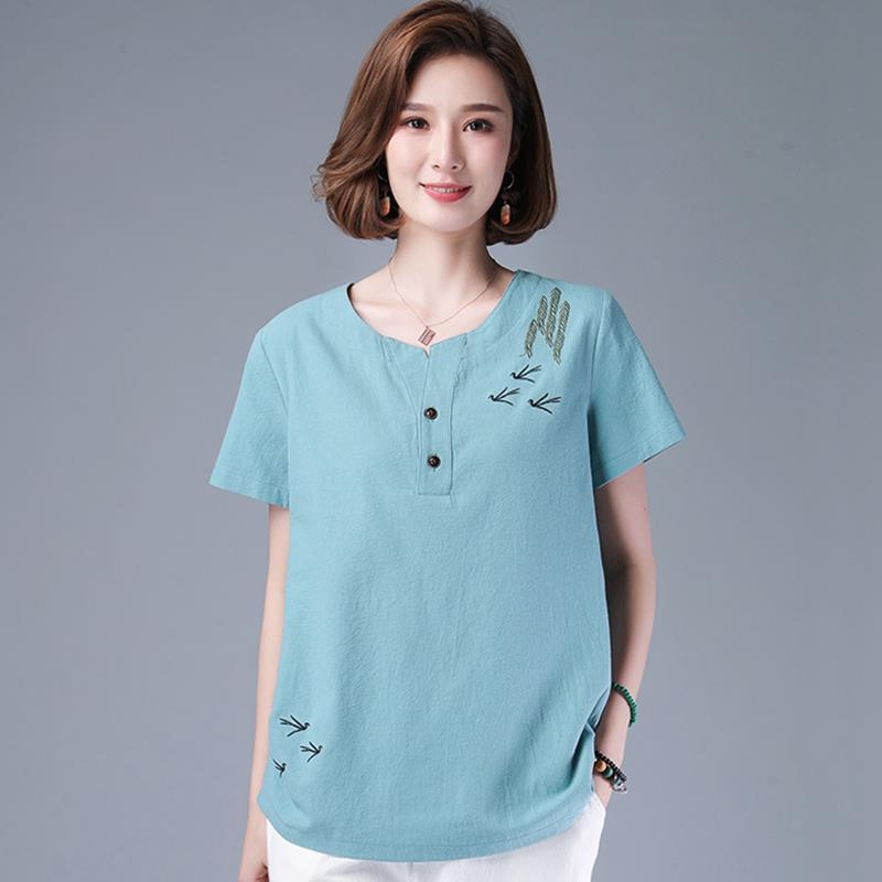 Women s Loose Cotton-Linen Printed Short-Sleeve T-Shirt - Summer 2021, Plus Size, Literary Style for Middle-Aged Moms. L
Women s Loose Cotton-Linen Printed Short-Sleeve T-Shirt - Summer 2021, Plus Size, Literary Style for Middle-Aged Moms. L