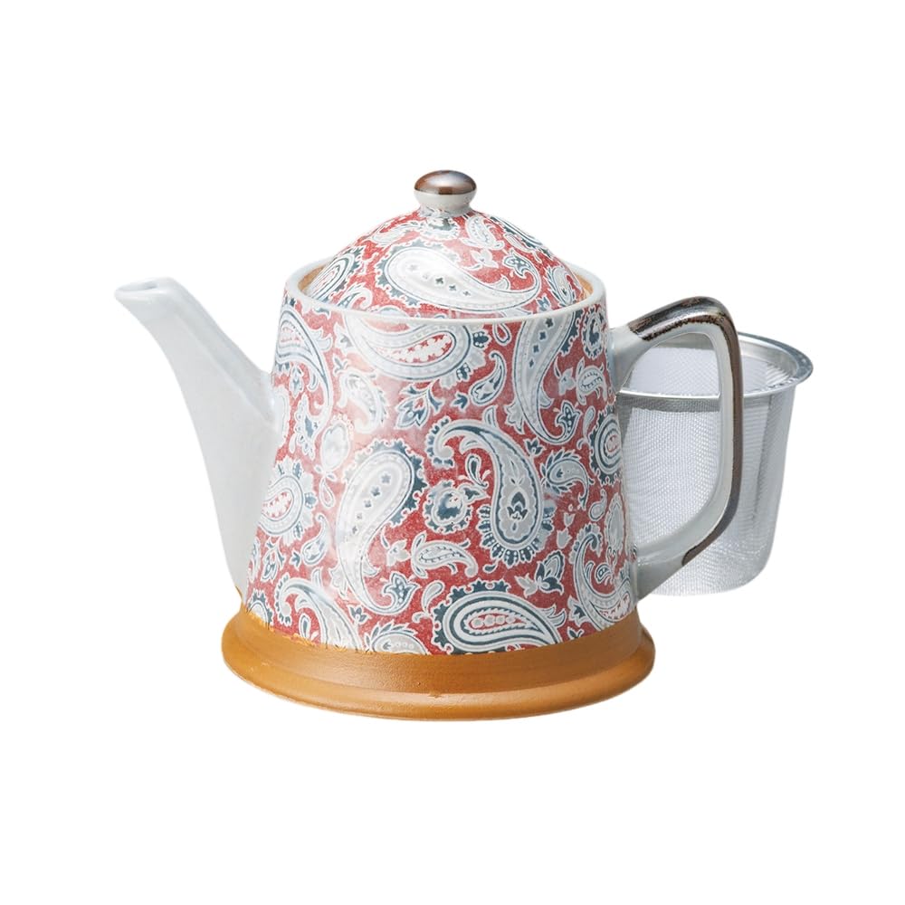 Ale-net Paisley Teapot (Red), 10.9 x 12.6 cm, 460cc, with Tea Strainer, Mino Ware Porcelain, Made in Japan, Stylish
Ale-net Paisley Teapot (Red), 10.9 x 12.6 cm, 460cc, with Tea Strainer, Mino Ware Porcelain, Made in Japan, Stylish