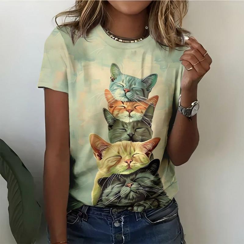Cute Cat Animal 3D Print T-Shirts Summer Fashion Women s Round Neck Short Sleeve T Shirt Tees Harajuku Y2K Tops Female Clothing S
Cute Cat Animal 3D Print T-Shirts Summer Fashion Women s Round Neck Short Sleeve T Shirt Tees Harajuku Y2K Tops Female Clothing S