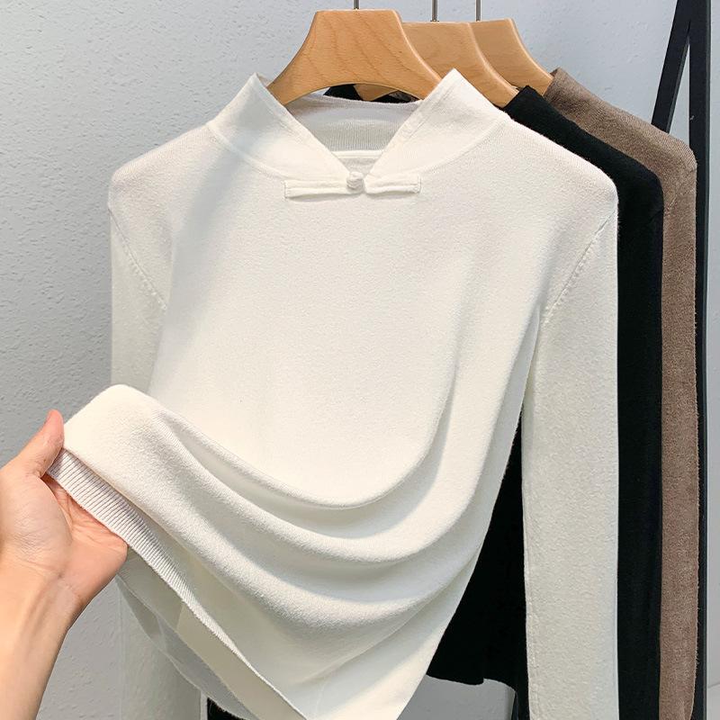 Women s Autumn and Winter Knitted Bottom Standing Collar Plate Button Sweater
Women s Autumn and Winter Knitted Bottom Standing Collar Plate Button Sweater