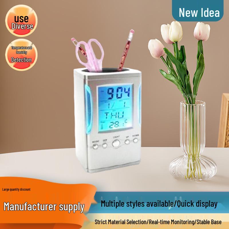 Многоцветная подставка для ручек с вечным календарем и точным цифровым термогигрометром
Многоцветная подставка для ручек с вечным календарем и точным цифровым термогигрометром