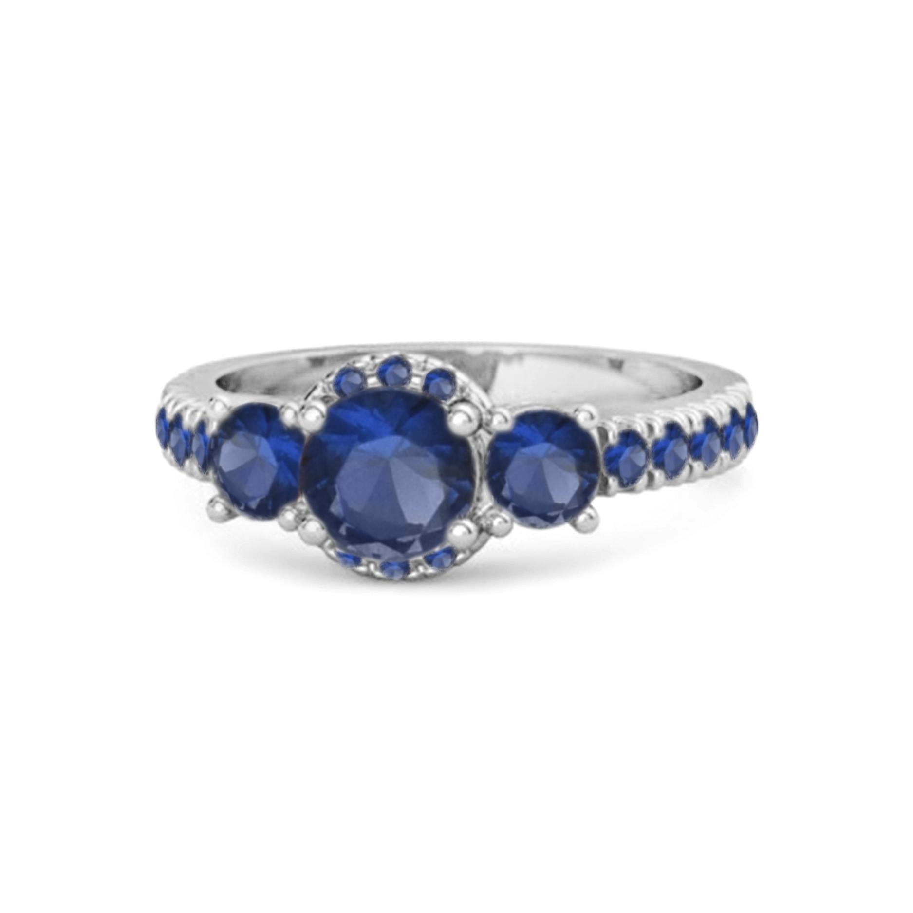 Blue Sapphire Three- 925 Stone Halo pave Band Ring - 925 Sterling Silver 9.5 білий
Blue Sapphire Three- 925 Stone Halo pave Band Ring - 925 Sterling Silver 9.5 білий