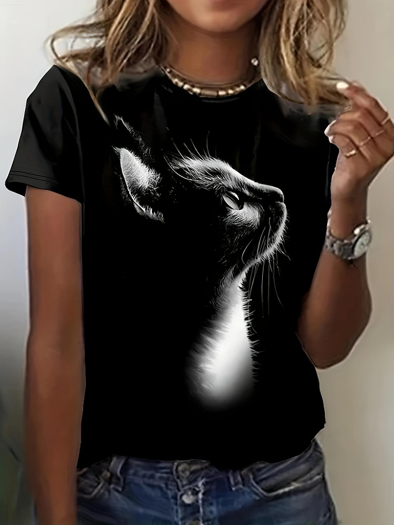 Women s 3D Cat Graphic Print T-Shirt - Black ; White Contr S дубильная кора
Women s 3D Cat Graphic Print T-Shirt - Black ; White Contr S дубильная кора