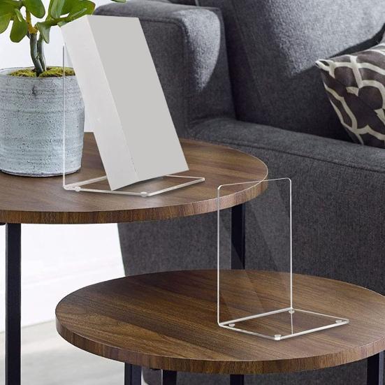 4 шт., прозрачные акриловые подставки для книг, гладкая поверхность, L-образная стойка для хранения книг для домашней школы