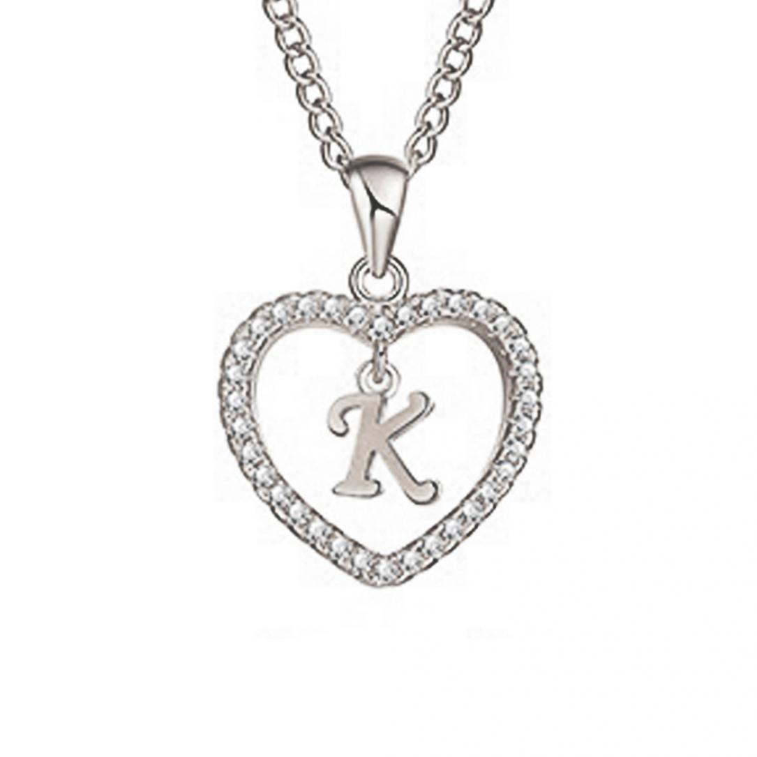 Ожерелье с кулоном Буквы алфавита в сердечке K серебряный
Ожерелье с кулоном Буквы алфавита в сердечке K серебряный