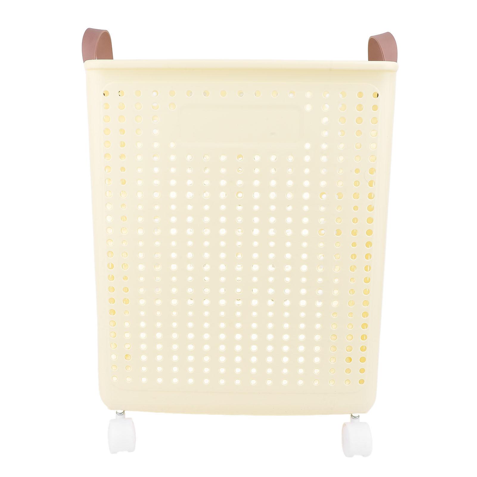 Складная корзина для белья с колесиками и ручками, пластиковая, экономящая место, переносная, для дома, белая
