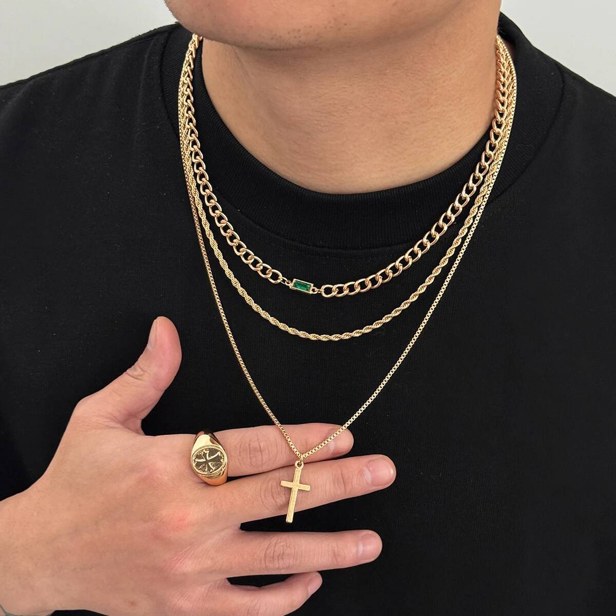 SHIXIN 3pcs/set Hip Hop Metal Jesus Cross Pendant Thin Snake Chain Necklace Men Punk Gold Color Cuban Link Chain Choker Jewelry зелёный
SHIXIN 3pcs/set Hip Hop Metal Jesus Cross Pendant Thin Snake Chain Necklace Men Punk Gold Color Cuban Link Chain Choker Jewelry зелёный