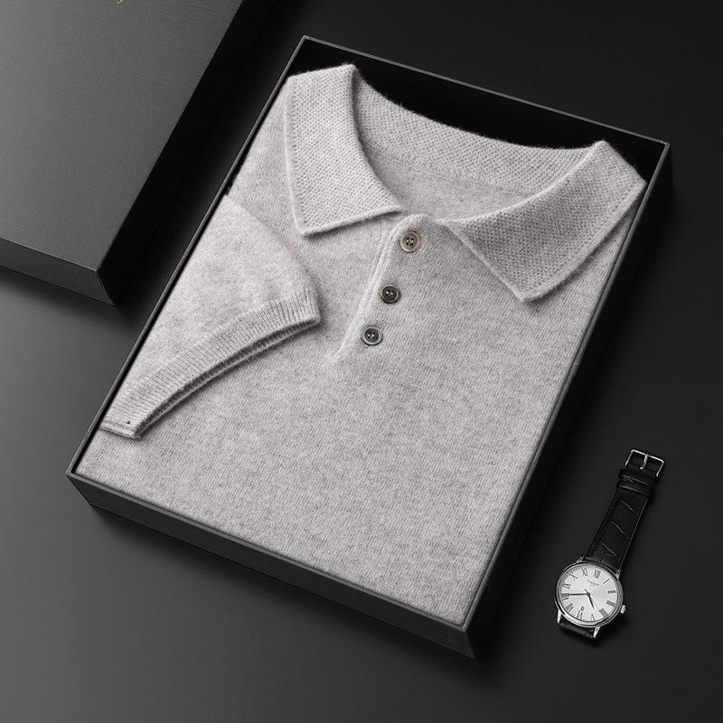 Men s Cashmere Polo-Neck Short-Sleeve Sweater L
Men s Cashmere Polo-Neck Short-Sleeve Sweater L