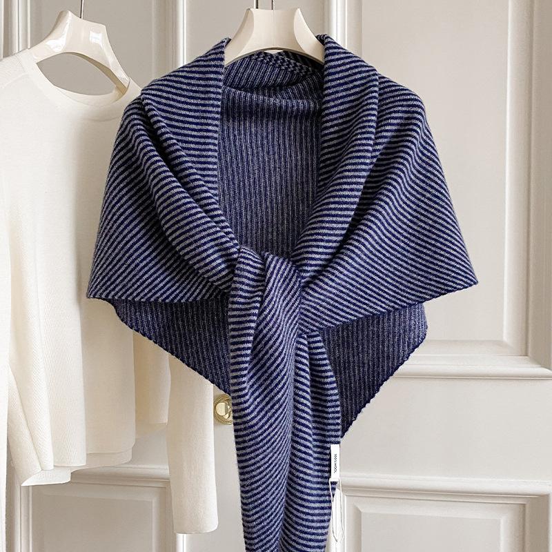 Pure Wool Striped Triangle Scarf Big Shawl Outside For Women Winter Warm Triangle Knitted Versatile Scarves One Size
Pure Wool Striped Triangle Scarf Big Shawl Outside For Women Winter Warm Triangle Knitted Versatile Scarves One Size