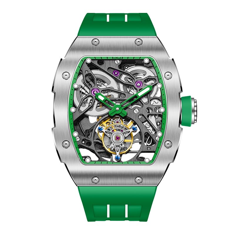HAOFA Tourbillon Automatic Watch Mechanical 316L Stainless Steel Titanium Magnesium Alloy Skeleton Watch Sports Watch Dual Drive Business Fashion Gift зелений
HAOFA Tourbillon Automatic Watch Mechanical 316L Stainless Steel Titanium Magnesium Alloy Skeleton Watch Sports Watch Dual Drive Business Fashion Gift зелений