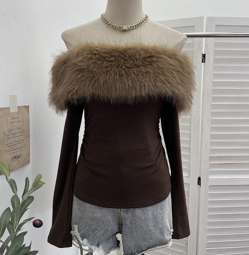 Real Shot One-Shoulder Fur Collar Slim Long-Sleeve Women s Retro Brushed T-Shirt for Autumn/Winter One Size кофейный
Real Shot One-Shoulder Fur Collar Slim Long-Sleeve Women s Retro Brushed T-Shirt for Autumn/Winter One Size кофейный
